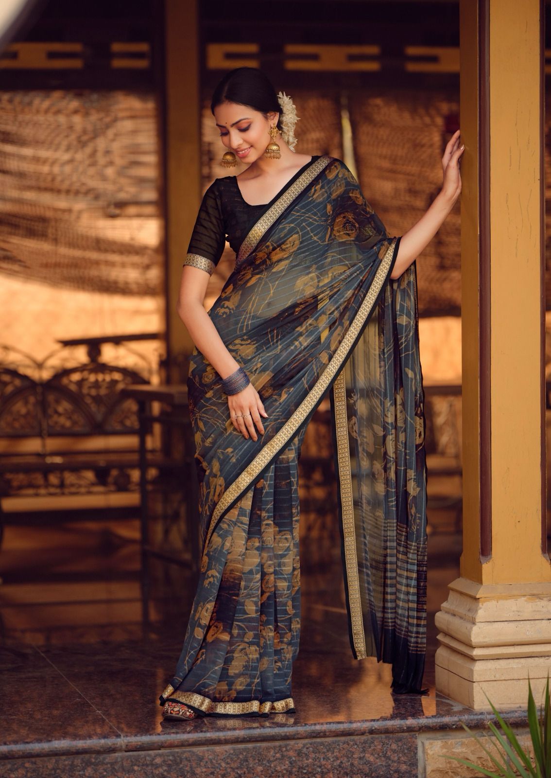 Valishka Vol 01 By Kashvi Viscose Border Georgette Sarees Wholesale Market In Surat